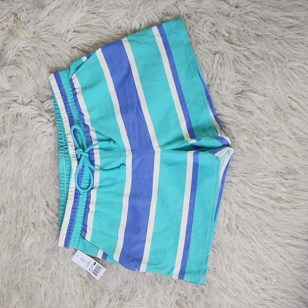NEW! Wildfox Blue Stripe Casual Lounge Drawstring Shorts in Medium